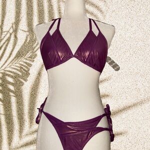 Frederick’s of Hollywood Purple Strappy Bikini Set